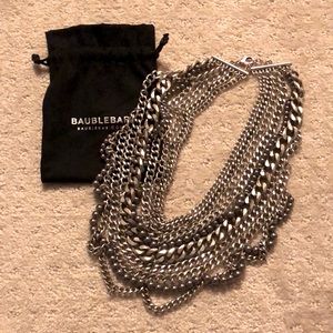 Mixed Metal Silver Bib Necklace